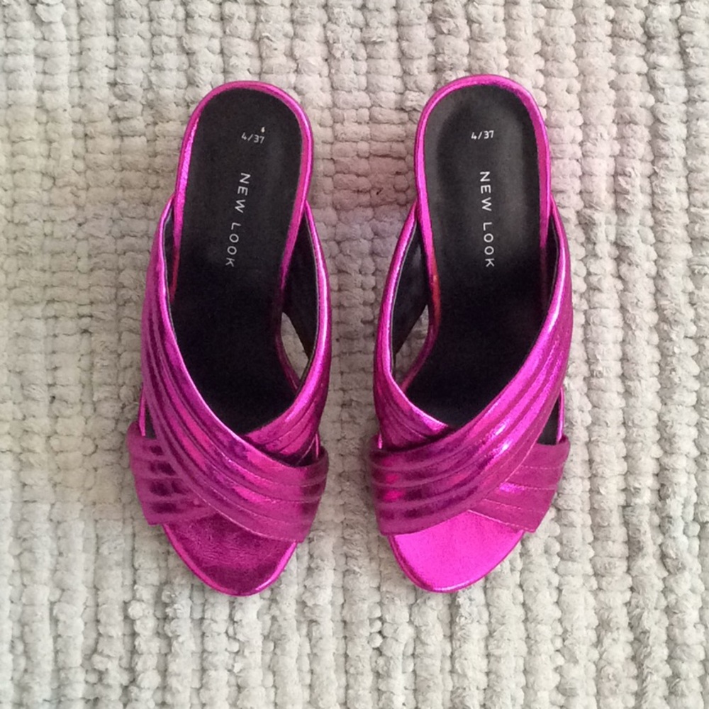 Metallic Pink/Magenta Mules 3.5” heels